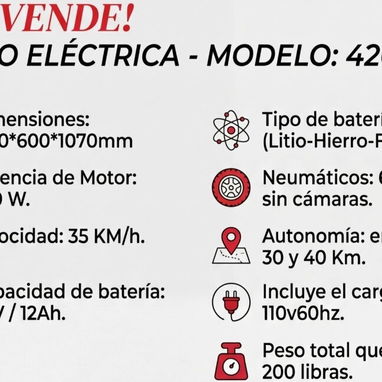 Motos eléctricas desde (550 usd - 3 meses de poco uso) hasta (650 usd - 0 km) llamar o escribir al 56405434 - Img 123150078