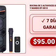BOCINA DE 2 ALTAVOCES DE 8´´ CON MICROFONO Y MANDO BT-8810 - Img 58259576