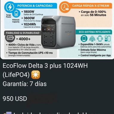 Ecoflow delta 2, delta 3 clásica,delta 3 max, delta 3 plus,etc, baterías extra,Bluetti, Oupes, Gnercell y convertidores - Img 124152855