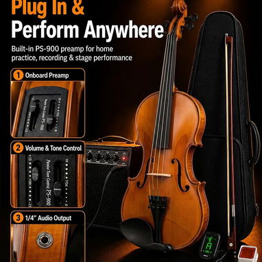VIOLÍN ELÉCTRICO MARCA PYY. En su estuche sin el arco. - 3/4