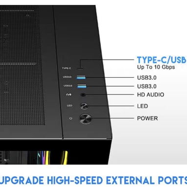 DIYPC ARGB-N3-BK Negro USB3.0/Type C - Carcasa para computadora de juegos ATX de vidrio templado con 3 paneles de vidrio - Img 108723621