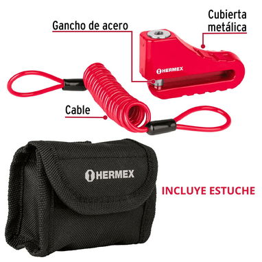 Hermex CB-55 Candado para disco de motocicleta, perno de 5.5 y 10 mm, Hermex - Img 121355098