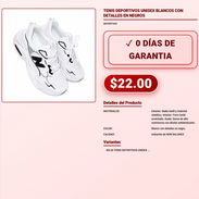 TENIS DEPORTIVOS UNISEX BLANCOS CON DETALLES EN NEGROS . - Img 57897790