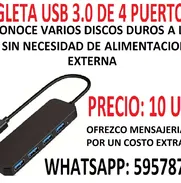 EN VENTA LAS BUENAS REGLETAS USB 3.0 DE 4 PUERTOS. RECONOCE VARIOS DISCOS AL MISMO TIEMPO. CUENTO CON MENSAJERIA EXTRA - Img 50325026