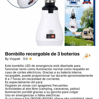 LÁMPARA RECARGABLE/ LINTERNA RECARGABLE/BOMBILLO - Img 123176583