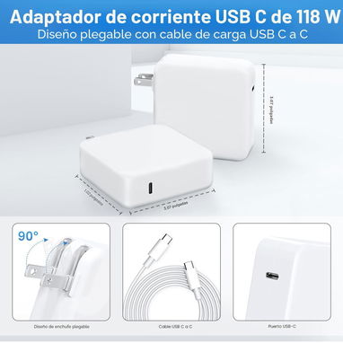 Cargador Mac Book Pro - Cargador USB C De 118 W Cargador Rápido Compatible Con MacBook Pro/Air, M1 M2 M3 M4 M5, Ipad Pro - Img 125570202