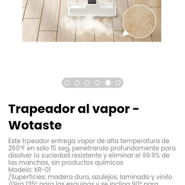 Trapeador al vapor - Wotaste. Modelo: XR-01 - 5/6