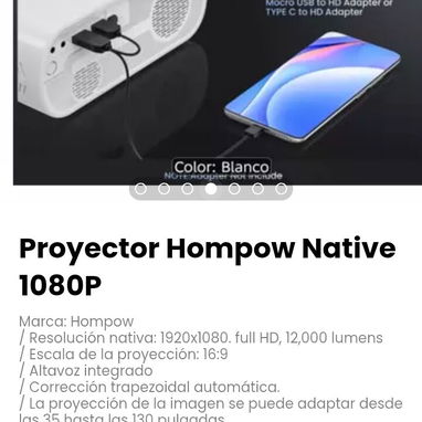 Proyector Hompow Native 1080P.  Marca: Hompow - Img 122430094