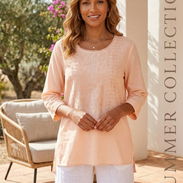 Blusa casual de señora tono melocotón pastel talla L 13 - Img 55891212