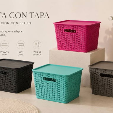 Cesta con tapa. Variedad de colores - Img 124250237