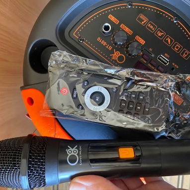 BOCINA DE 2 ALTAVOCES DE 8´´ CON MICROFONO Y MANDO BT-8810 - 2/5