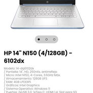 HP 14" N150 (4/128GB) - 6102dx Modelo: 14-dq6102dx - Img 57682955