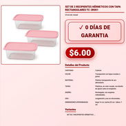SET DE 3 RECIPIENTES HÉRMETICOS CON TAPA RECTANGULARES TC-3R001 . - Img 57882309