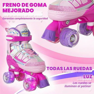 🍒Nattork Patines Ajustables para Niños y Niñas – Rosado🍒 - 4/5