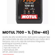 MOTUL 7100 - 1L (10w-40). Aceite de alto rendimiento. Tipo de motor: 4T - Img 56346082