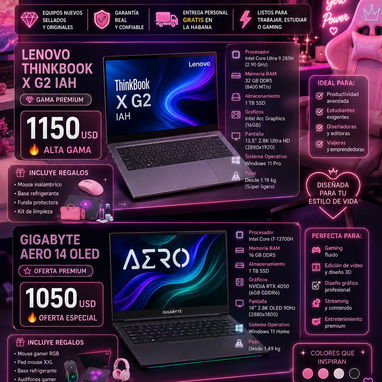 💖💻✨ ¡NUEVAS LAPTOPS EN LAURIMAX ENERGY! Lenovo ThinkBook X G2 IAH y Gigabyte Aero 14 OLED ✨💻💖📲+5354389456 - Img 123919386