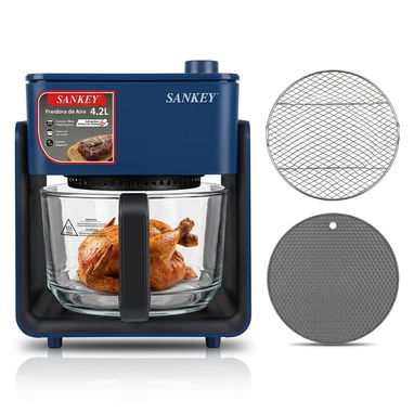 Freidora de aire de 4.2L marca Sankey con canasta de cristal templado 🏠 La más saludable de todas las freidoras 75 USD - 2/6
