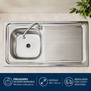 Fregadero de acero inoxidable  más llave cuello ganso - Img 56968868