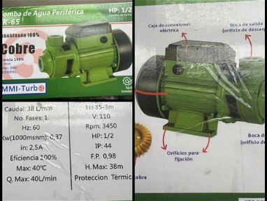 Motor de agua  1/2 HP de 40 L por minuto TRANSPORTE INCLUIDO - Img main-image-45687981
