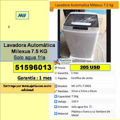 MV-613-Lavadoras automáticas.........51596013......Mensajeria Costo adicional - Img 123289938