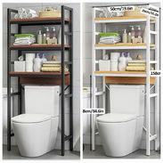 Estante para baño metálico con divisiones de madera (dh) - Img 58088831