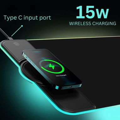 Mousepad de Mouse RGB con carga inalámbrica de 15W 🌐 19.99 USD - 3/10