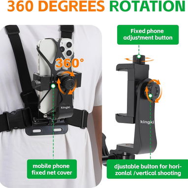- Soporte para teléfono en el pecho con correa de arnés para Iphone y Android. - Img 123543539