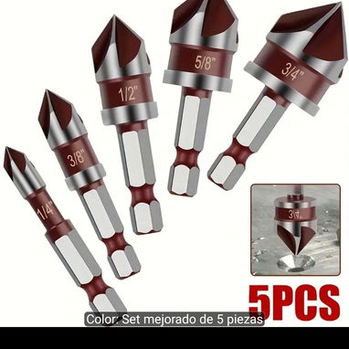 Juego de 5 Brocas Avellanadoras 82° para Madera, Plástico y Metal – Solo 15 USD - 2/10
