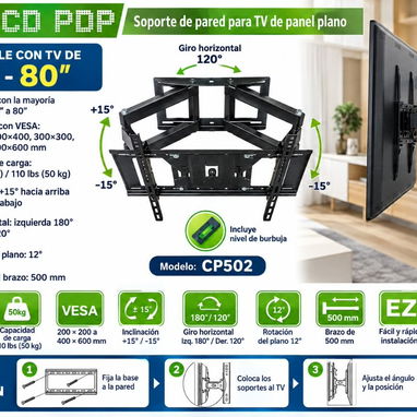 📺 Soporte articulado para TV 40″–80″ — 40 USD - 2/4