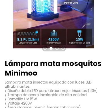 Lámpara mata mosquitos Minimoo. Equipada con luces LED ultrabrillantes - 2/4