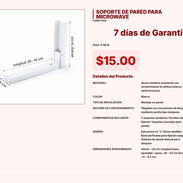 Soporte Blanco para Microondas de Pared con Brazo Ajustable Real $15 VPT#-0291 - Img 55255047