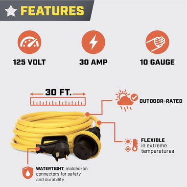 Cable para Estaciones de Energía Calidad Top - 30A TT-30P a L5-30R – 30 pies - 2/7