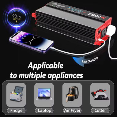 XDZWATT Inverter de onda pura 2000w(800W continios) 12v entrada a 120v 60hz - Img 102014361