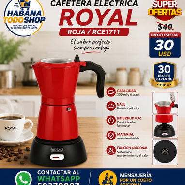 Cafeteras eléctricas marca Royal de 6 tasas rojas y negras nuevas en caja!!! - 2/2