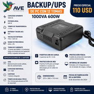 BACKUP DE PC / UPS DE COMPUTADORA CON 12 TOMAS 1000VA 600W - Img 56583883