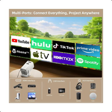 (X) Mini proyector, proyector portátil compatible con 4K, proyector para exteriores Full HD 1080P $41.45 - Img 126573603