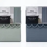 Cortina de Baño Impermeable PEVA Premium - Ningbo Home-Tex - Serie Solid Soft (Verde Menta / Gris Azulado) - Img 55737525