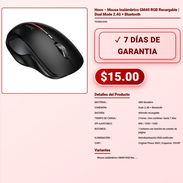 Mouse Hoco GM40 Inalámbrico con 7 Botones y DPI 800-1600 Mouse Inalámbrico Hoco GM40 con Carga de 2 Horas VPT-0042 - Img 58041363