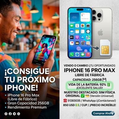 Vendo o Cambio , IPHONE 17 Pro Max (1000$) , 100% de bat , esim con trabajo hecho , se da con la linea puesta, 51283035 - Img 123578653