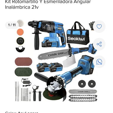 Kit de herramientas inalambricas ☝️ Rotomartillo  Pulidora Accesorios de sierra 180usd - 5/5