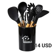 Juego de utensilios de cocina de 12 piezas negros - Img 56732175