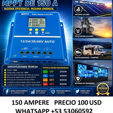 CONTROLADOR SOLAR MPPT 150A – MÁXIMA EFICIENCIA Y POTENCIA 150A - 2/4