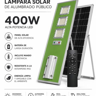 solucion para los apagones y la falta de electricidad lampara con panel solar alumbrado publico. 400 w. - 2/2