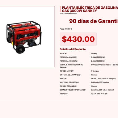 Planta Eléctrica Hollfill FW4500iS de 3600W por 700 Dólares Netos VPT#-0247 - Img 120976401