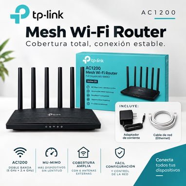 TP-Link AC1200 Gigabit Dual Band WiFi Router (Archer A6) MU-MIMO Router inalámbrico de Internet, 4 x antenas, modo OneMe - 2/2