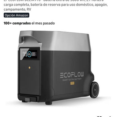⚡ Batería Extra de ECOFLOW DELTA PRO 🔋 3600 Wh Capacidad LiFePO4 🧾 Garantía de 2 días 🚛 Transporte x costo adiciona - Img 120416808
