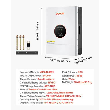 Inversor Híbrido Todo en Uno VEVOR 6400W - Img 123013763