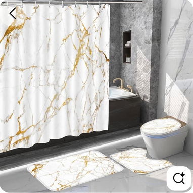 - Set para baños 💦 - ✅ 4 piezas 3 alfombras y cortina con sus aros 🏷️$20 usd - Img 124548505
