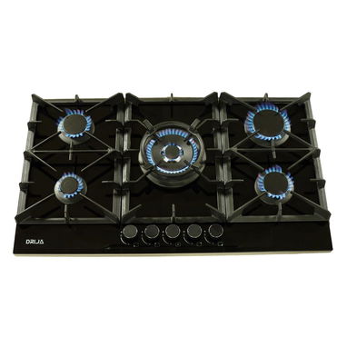 Cocina empotrada 5 hornillas marca Drija TOSCANA 90, Gas de la Calle y de Balita Vidrio Templado Negro Precio $280 USD - Img 120403062
