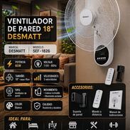 🍂 VENTILADOR DE 🍂 PARED 18" DESMATT CON MADO A DISTANCIA. MENSAJERÍA CON FACTURA Y GARANTÍA. 📲 54833699 - Img 56402263